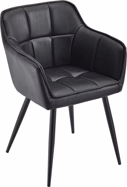 Sedia da sala da pranzo Birmingham en.casa in similpelle nero con braccioli e struttura in metallo L: 58.5 cm, P: 59.5 cm, H: 81.5 cm