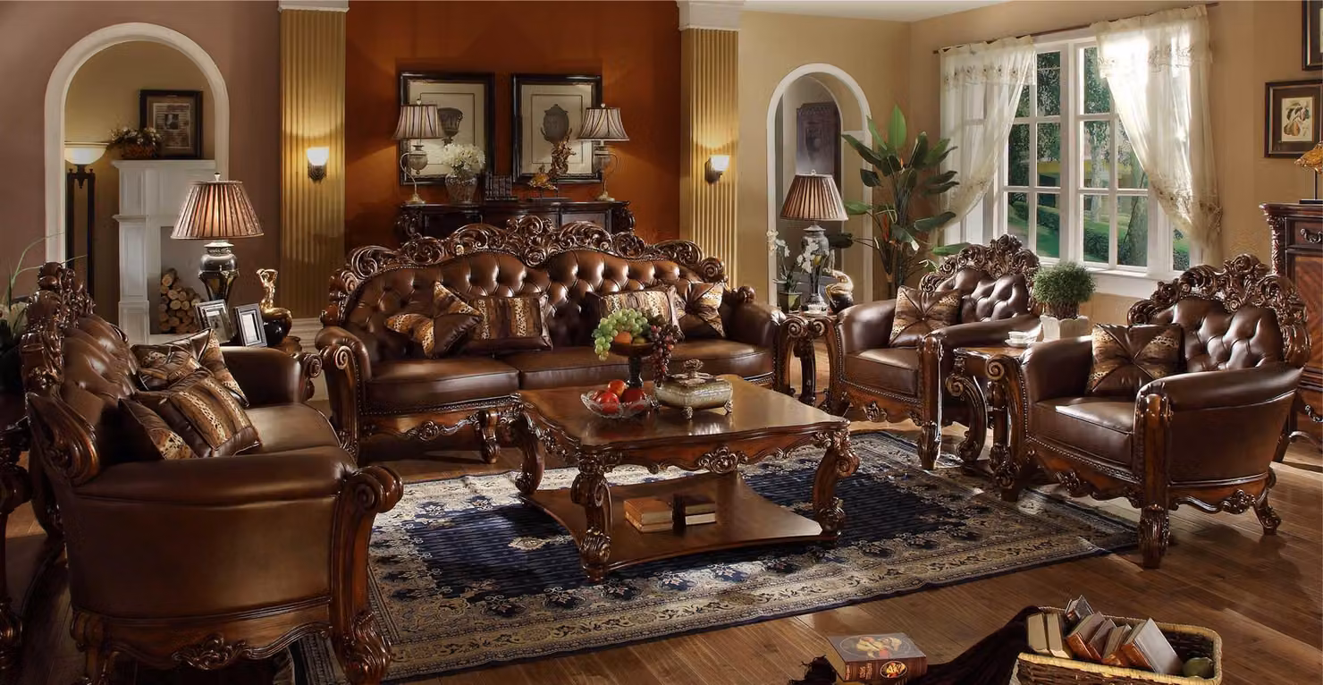 Ledersofa Sofagarnitur Set Garnitur Gruppe Couch Chesterfield Sofa Barock Rokoko