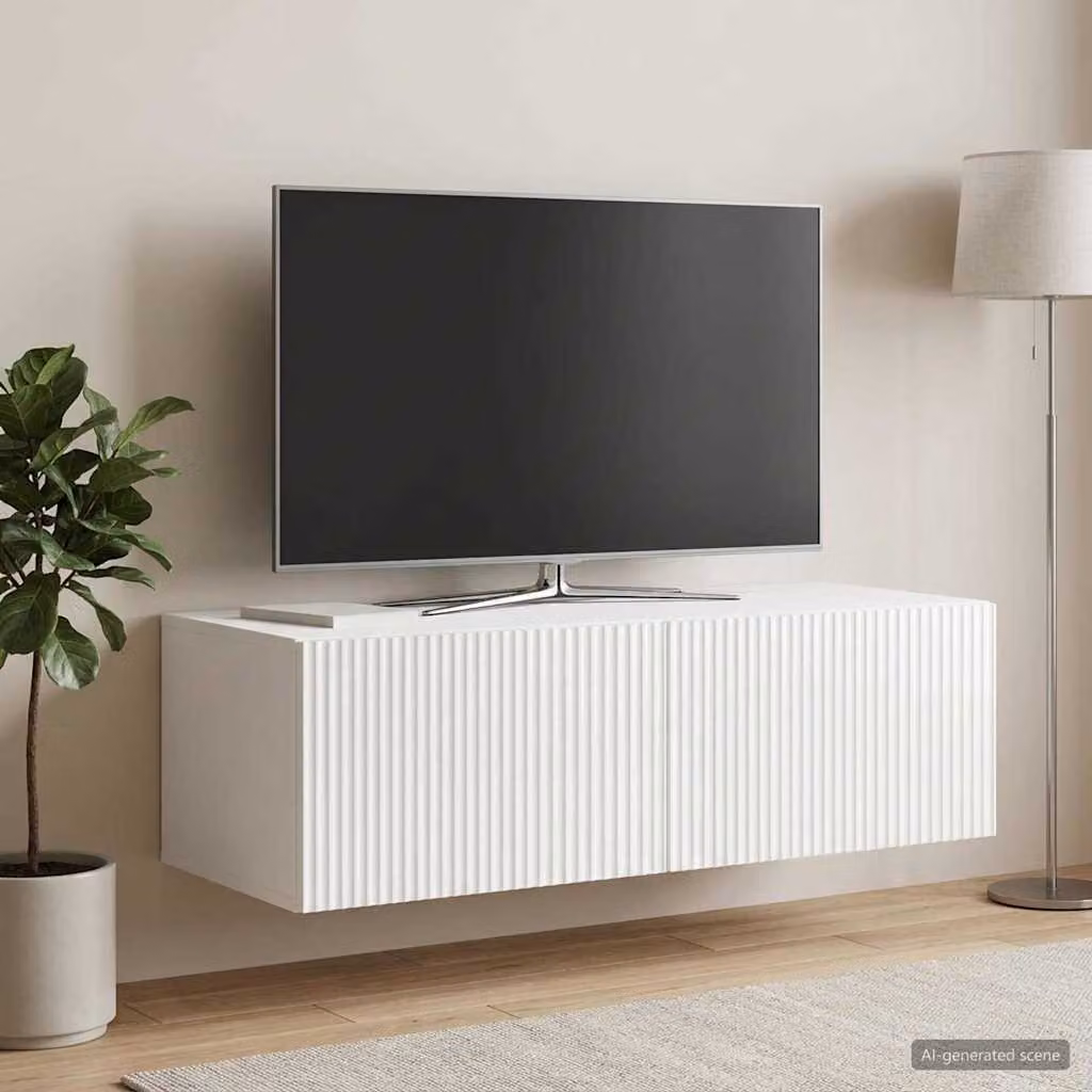 vidaXL Mobile Porta TV da Muro Moderno in MDF Bianco Lucido L/P/H: 98 x 41 x 30 cm