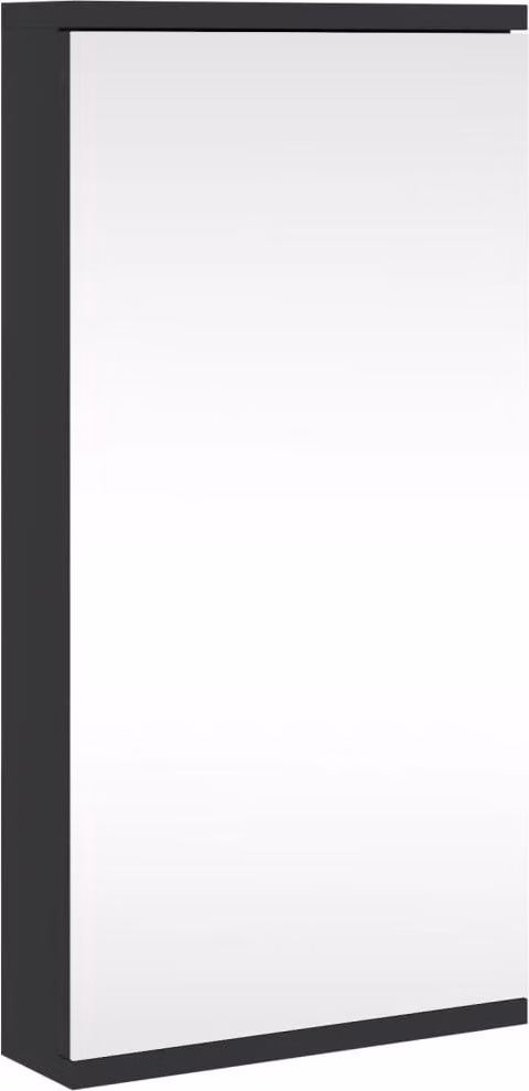Armadietto Angolare con Specchio da Bagno Nero 30x24x60 cm