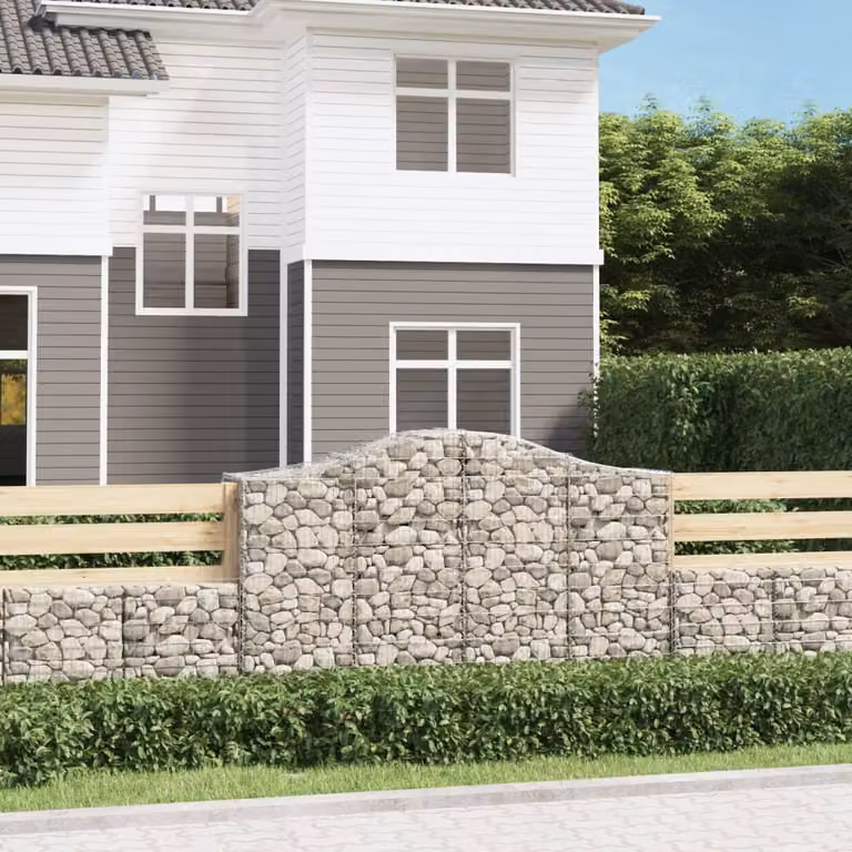 Set di 13 cesti gabbioni ad arco vidaXL in ferro zincato grigio, L: 200 cm, P: 50 cm, H: 120/140 cm