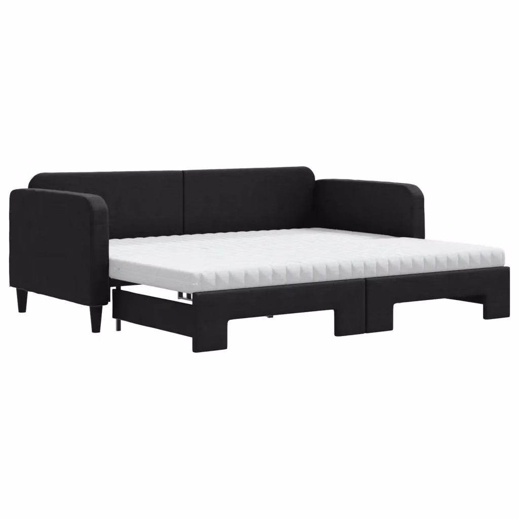 Divano Letto Estraibile vidaXL in Tessuto Nero per Soggiorno e Camera da Letto – 2