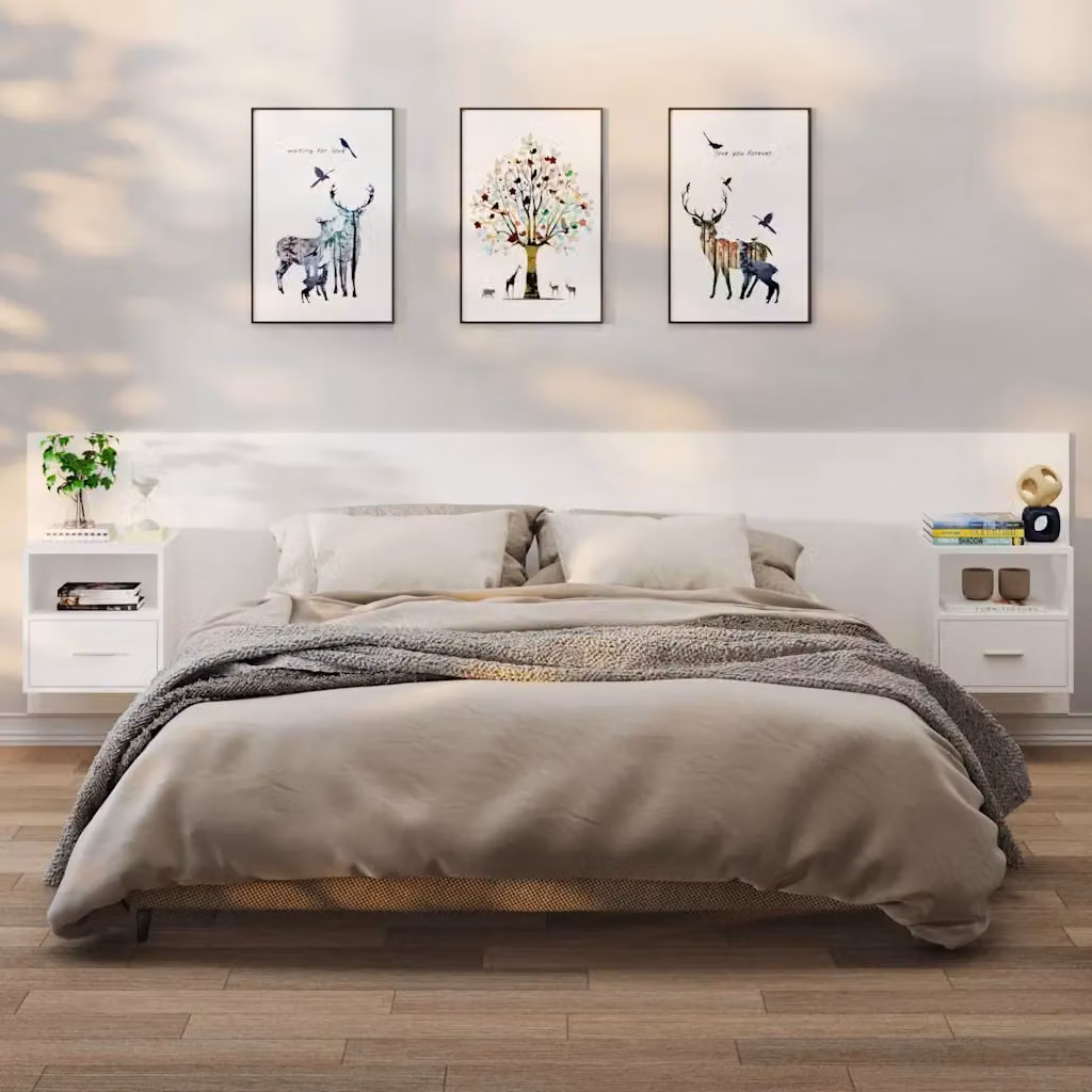 Set di 2 comodini da parete vidaXL bianchi in stile moderno