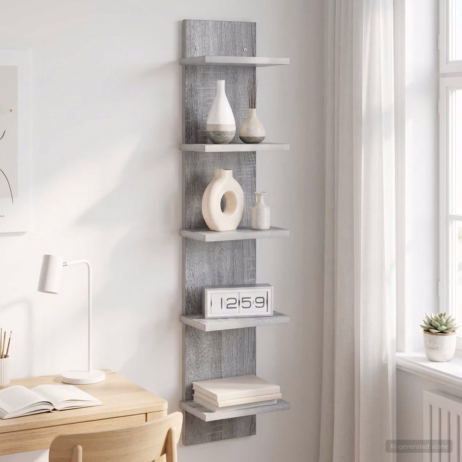 Scaffale da parete moderno vidaXL in MDF grigio L 22 cm x P 15 cm x H 100 cm