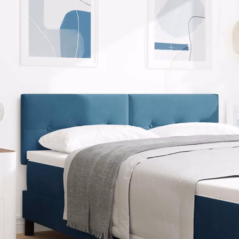 Testiera per letto vidaXL in velluto blu scuro, larghezza: 144 cm