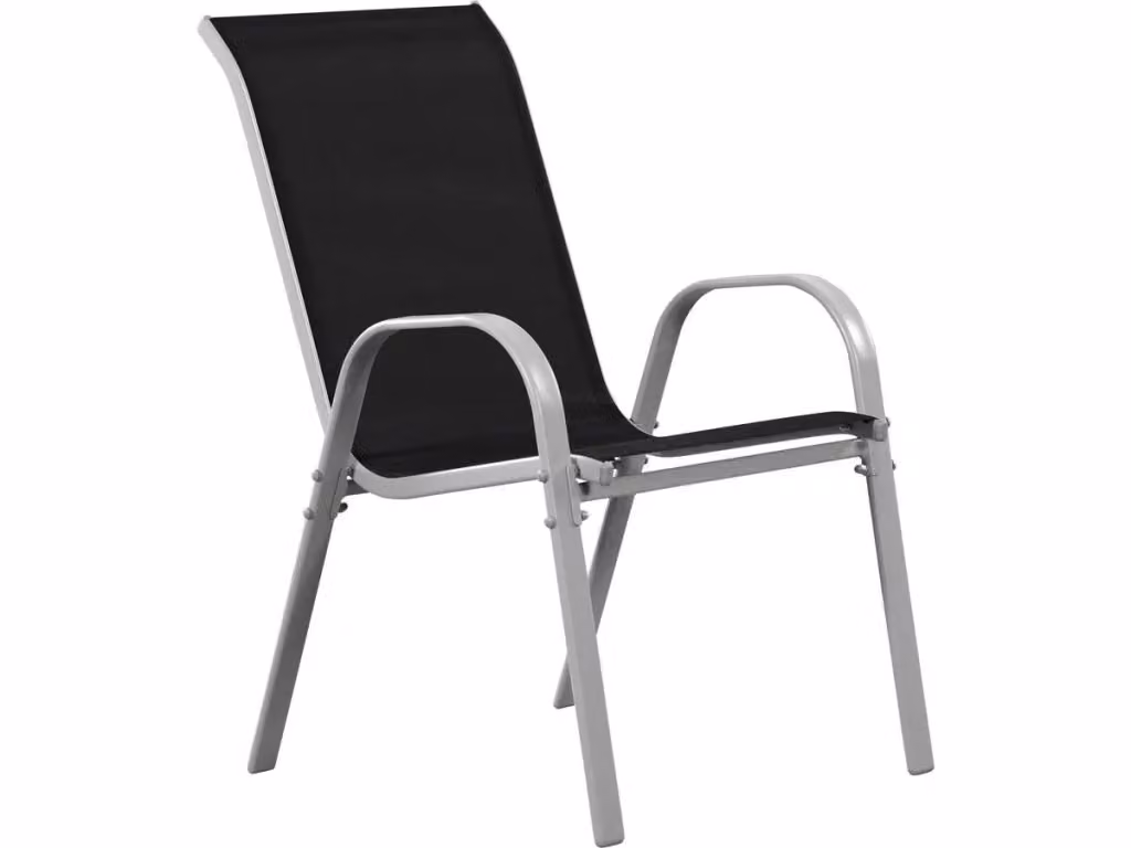 Set di 4 sedie da giardino Cordoba Phoenix in textilene nero impilabili con braccioli e struttura in acciaio verniciato a polvere – 2