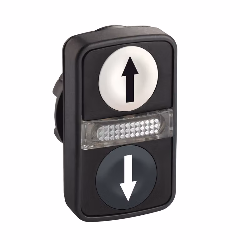 Schneider Electric Elemento frontale per pulsante doppio illuminato ZB5, momentaneo, nero + bianco, Ø 22 mm ZB5AW7A1724