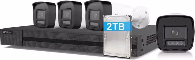 Kit Videosorveglianza Ezviz Wireless con 4 Telecamere Wi-Fi da 4MP, Colore Nero