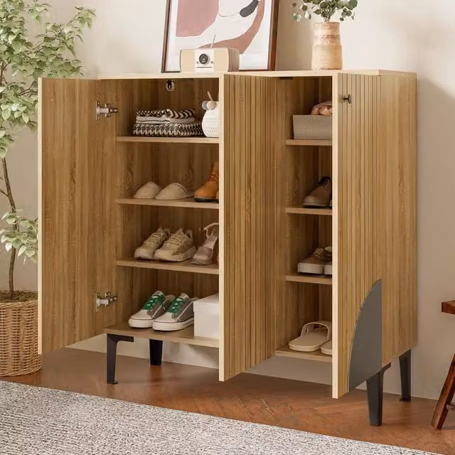 Armadio scarpiere moderno Zephmum con ante a battente, L: 90 cm, P: 32 cm, H: 94 cm