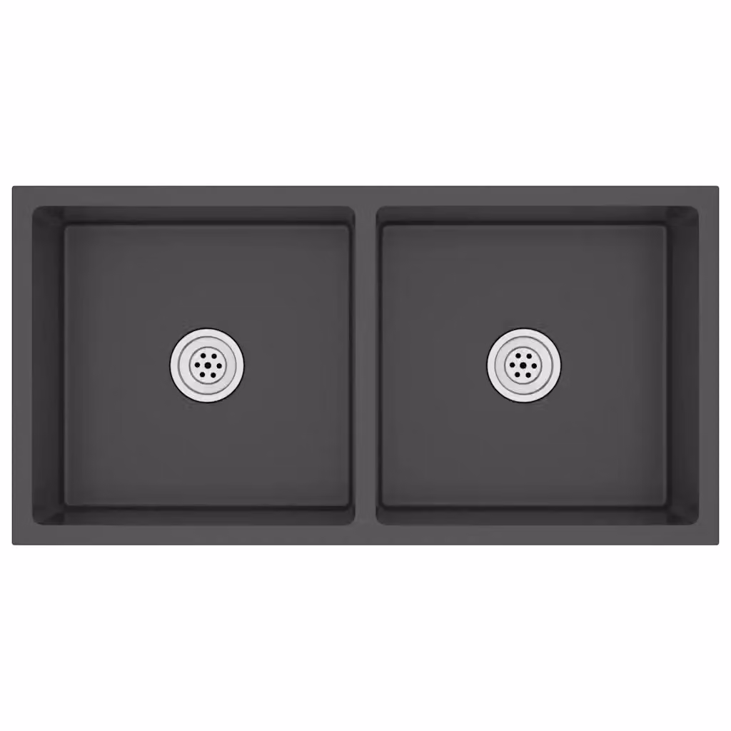 Lavello da cucina in acciaio inox nero vidaXL L/P/H: 86,5 x 44,0 x 20,0 cm – 2