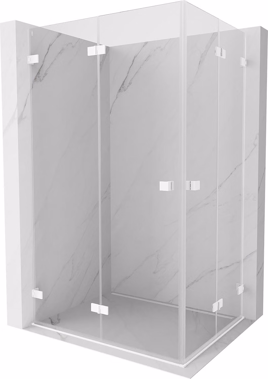 Mexen Lunar-F Duo cabina doccia pieghevole 100 x 75 cm, trasparente, bianca - 836-100L-075P-20-00