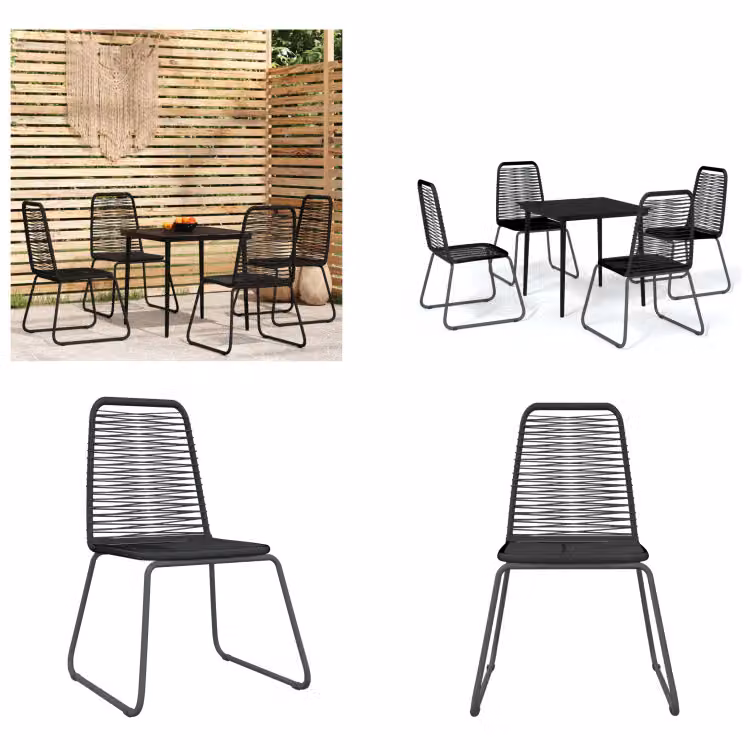 vidaXL Set da pranzo da giardino 5 pezzi nero - Set da pranzo da giardino - Set da pranzo da esterno - Set da pranzo da patio