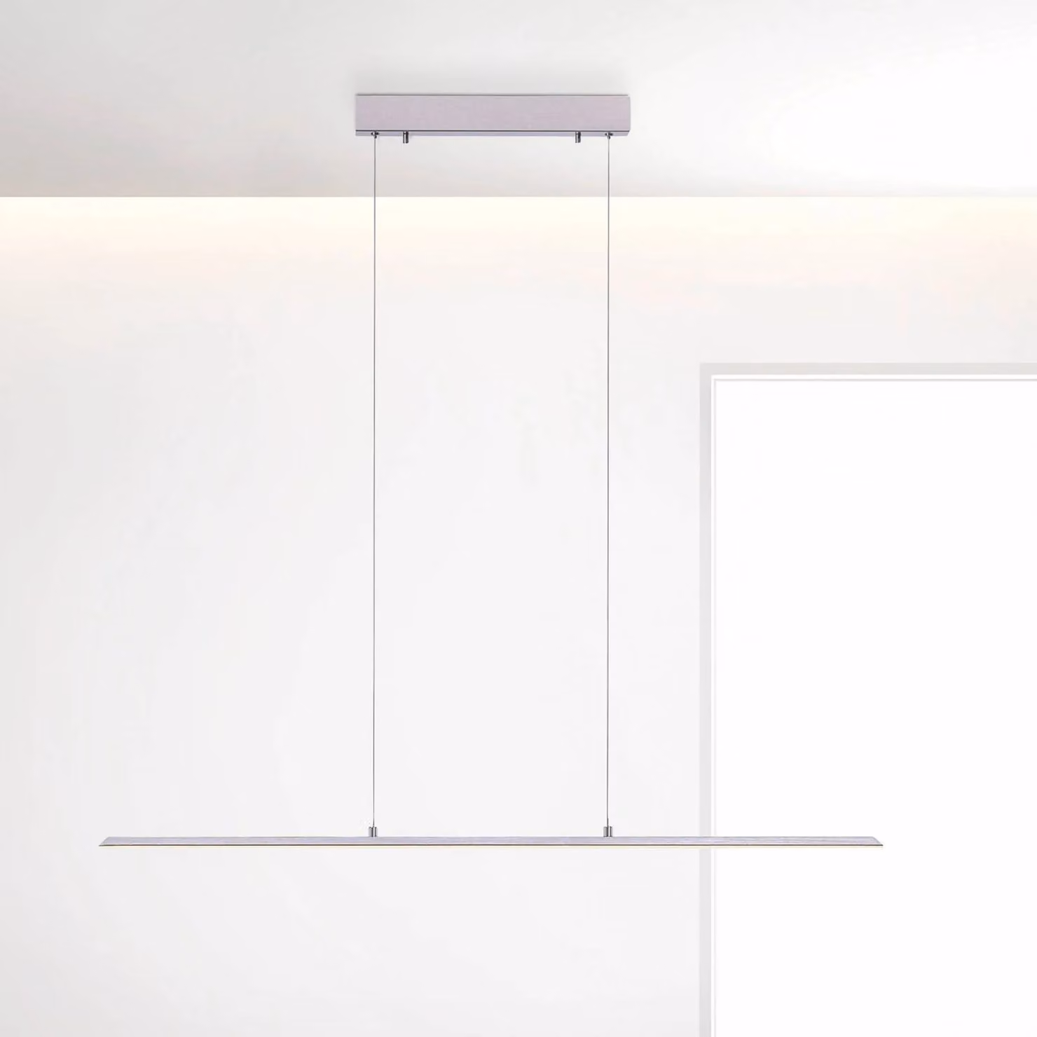 PURE Lampada a sospensione LED Lite, argento, 100 cm, CCT, dimmerabile, Alluminio / Grigio / Zincato, Soggiorno / Sala da pranzo, Alluminio, Moderno