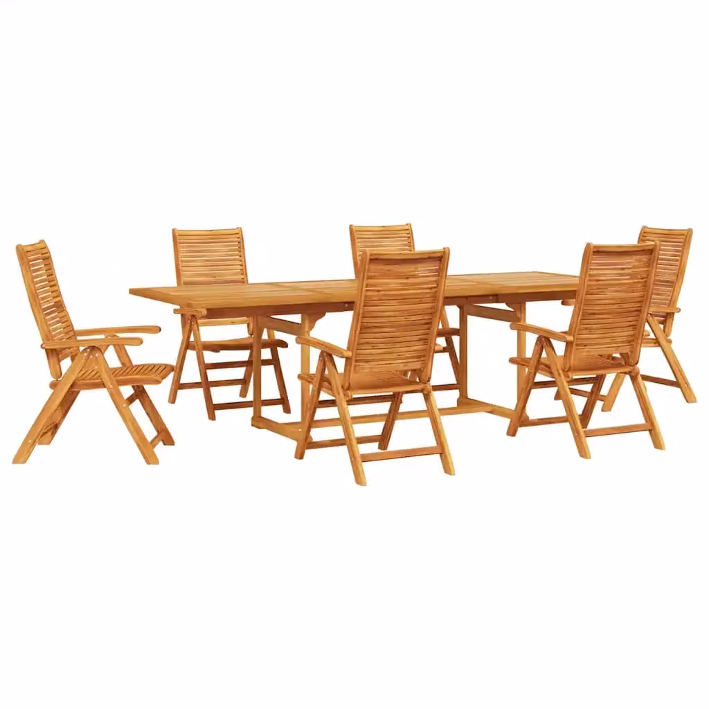 Set da Pranzo per Giardino e Terrazzo vidaXL in Legno di Acacia Marrone, 7 Pezzi con Tavolo Rettangolare a Ribalta – 2