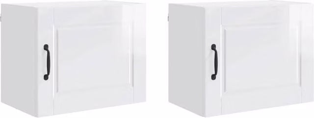 Set di 2 pensili da cucina moderni HELLOSHOP26 in legno composito bianco lucido L 50 cm, P 31 cm, H 40 cm
