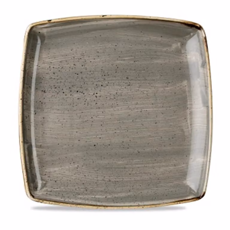 Piatto quadrato in porcellana grigio stone diam. 27 cm 12 pezzi