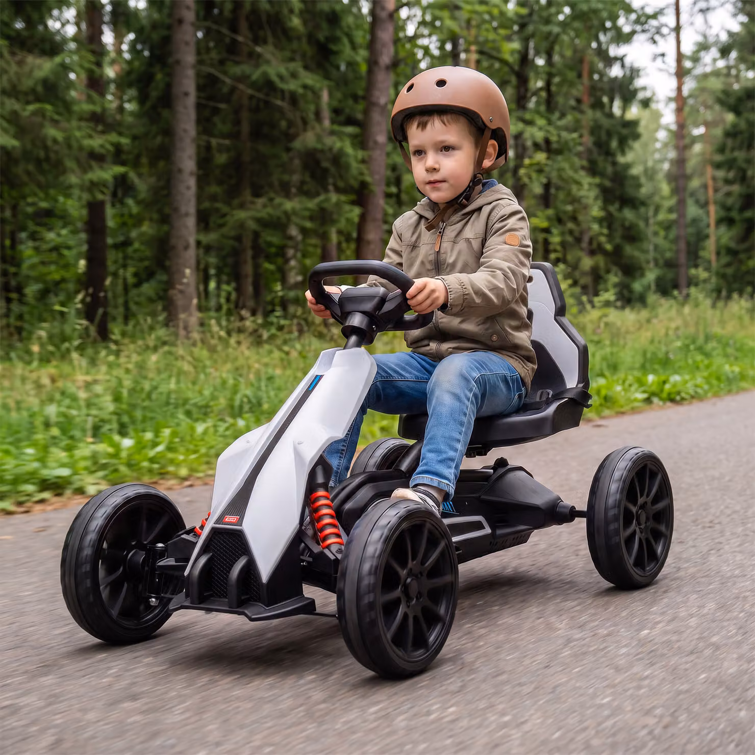 Go Kart Elettrico HOMCOM per Bambini 3-8 Anni, 12V, Bianco – 2