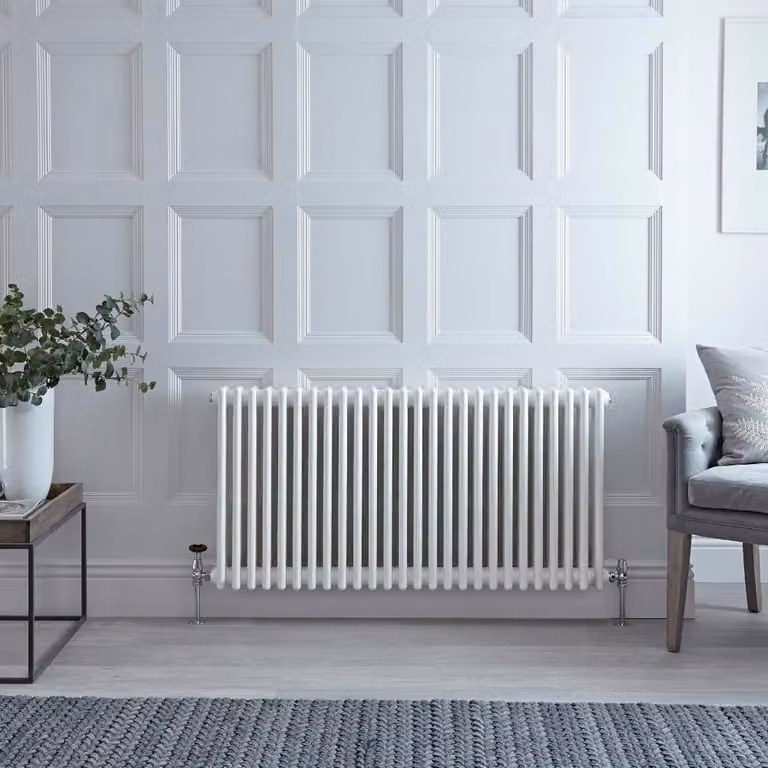 Radiatore Orizzontale Bianco in Stile Ghisa - 600 x 1190 x 100mm - 1480W - Regent