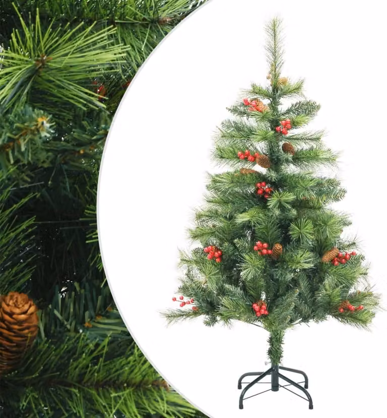Maison Exclusive - Albero di Natale artificiale pieghevole, con decorazioni a forma di pigne e bacche, altezza 150 cm
