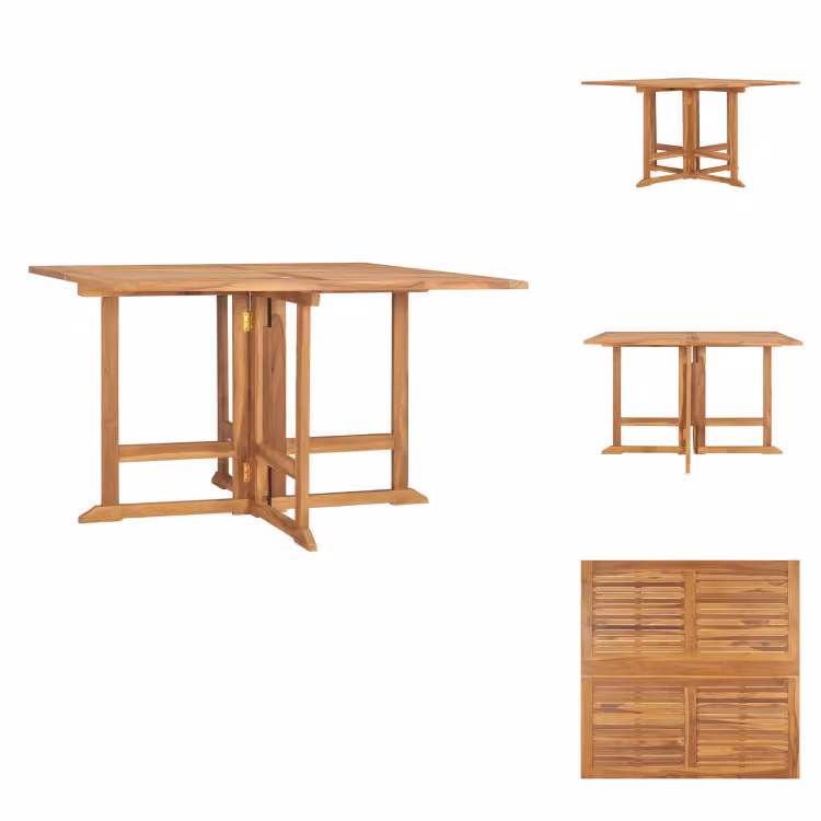 vidaXL Tavolo da pranzo pieghevole da giardino 110x110x75 cm in legno massiccio di teak - Tavoli da giardino