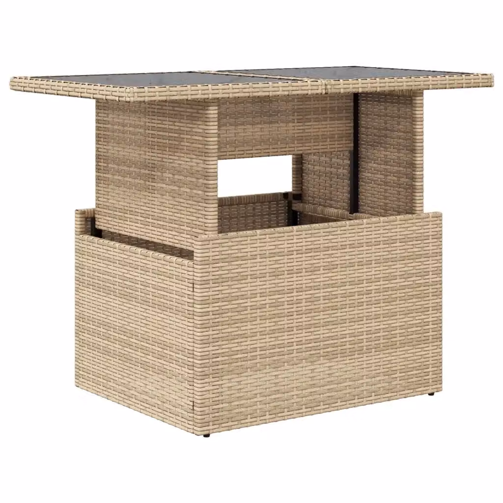 Tavolo da giardino rettangolare vidaXL in polyrattan beige con piano in vetro L: 100 cm, P: 55 cm, H: 73 cm – 2