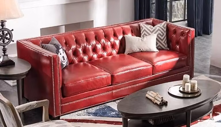 3-Sitzer Couch Kunstleder Dreisitzer Sofa Polstersofa Rot Komfortsofa