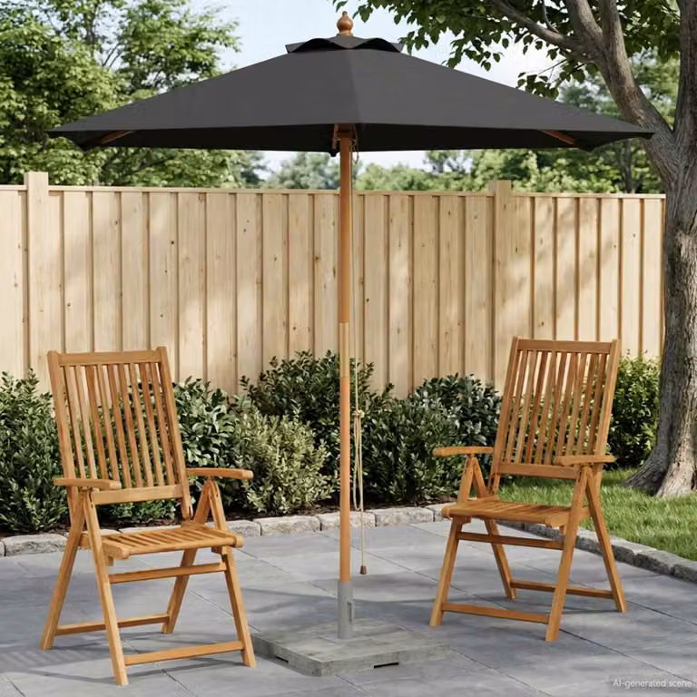 Ombrello da giardino vidaXL in legno di eucalipto e poliestere, colore antracite, Ø 270 x H 248 cm