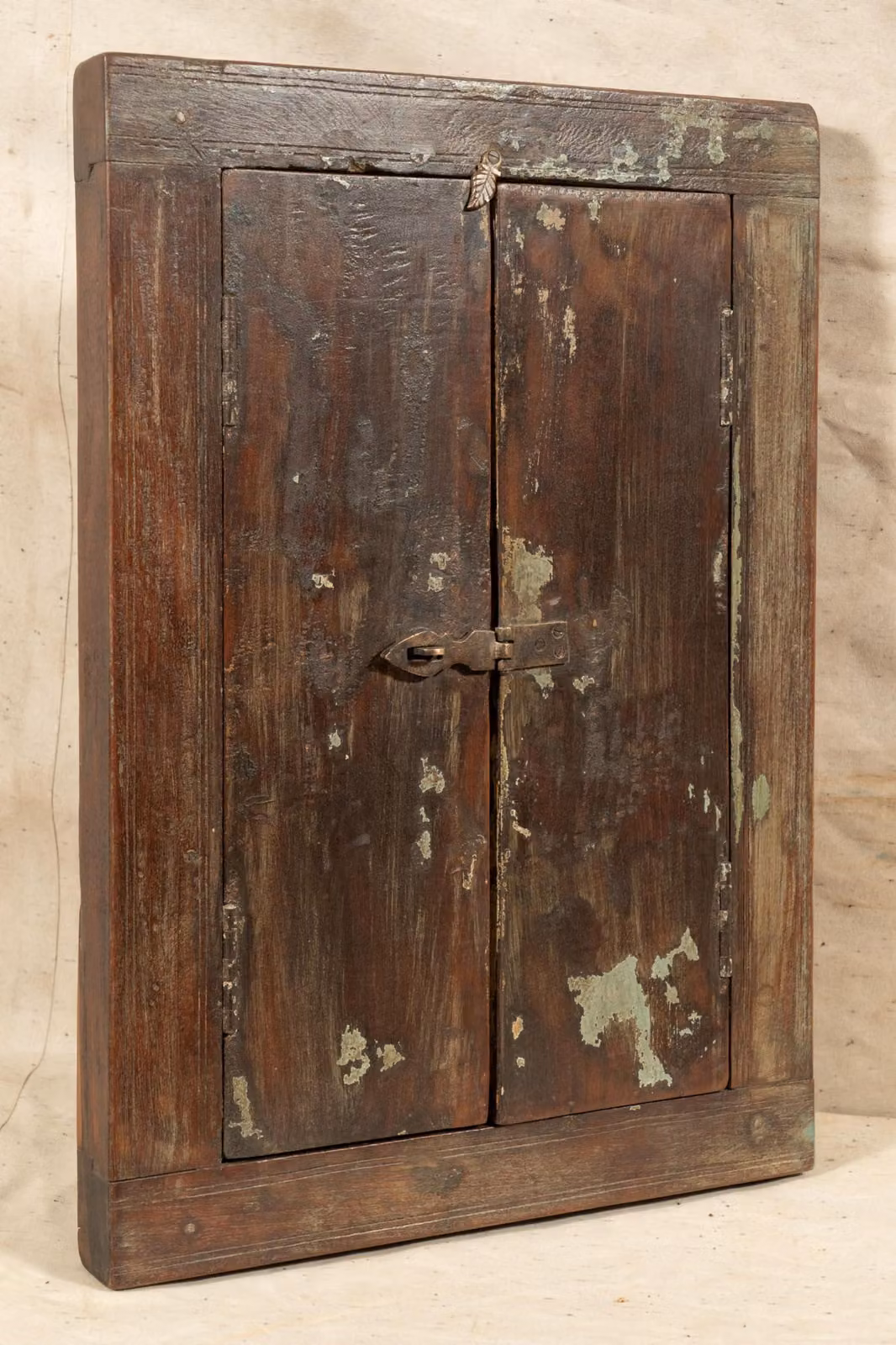 Finestre in legno di teak, dimensioni L 43,5 x P 7,5 x H 61,5 cm, colore marrone, stile antico