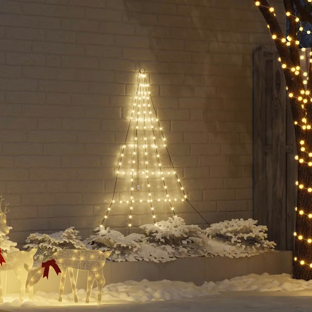 Albero di Natale LED vidaXL con picchetti per terreno, Bianco caldo