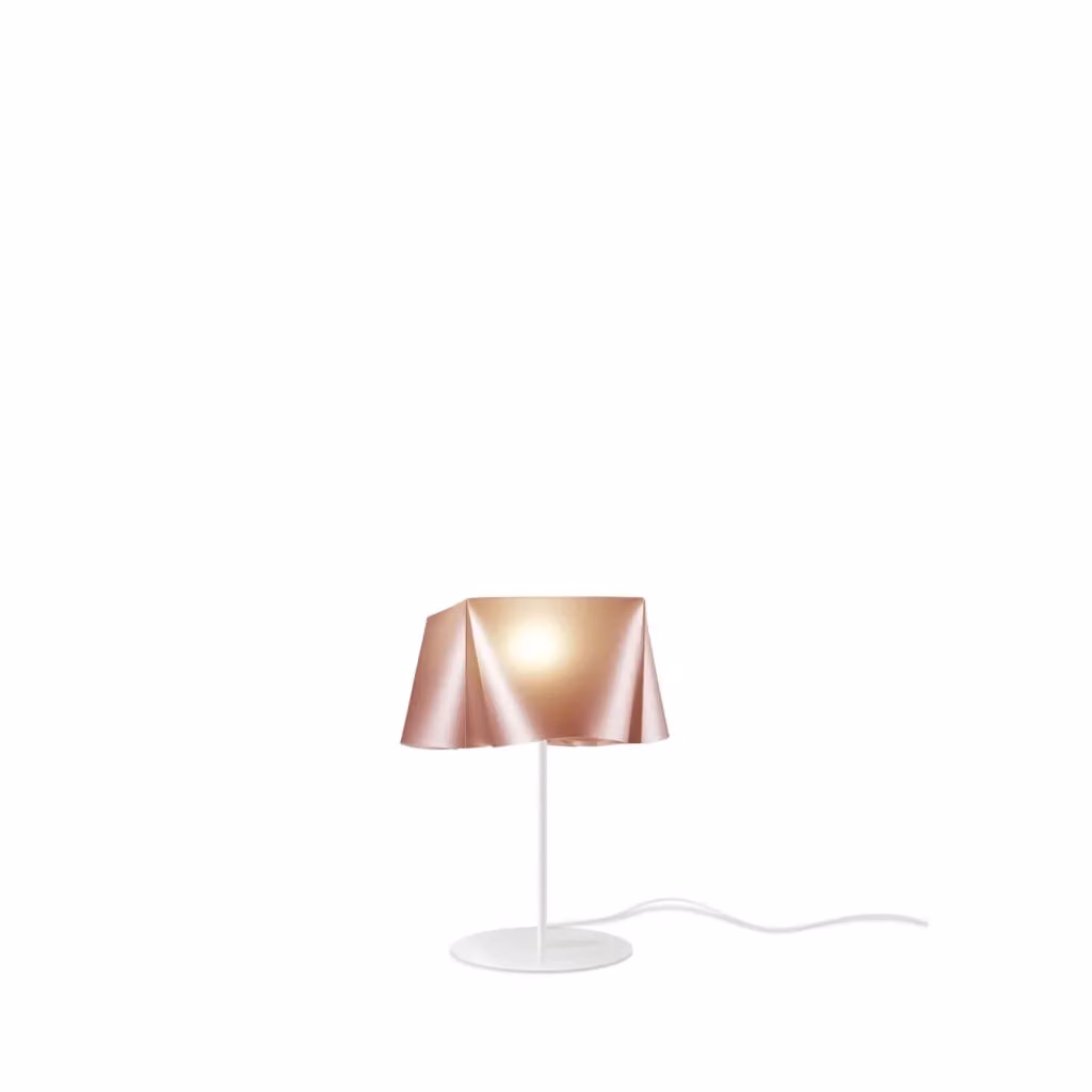Lampada da scrivania moderna Wanda Polilux Linea Zero in metallo e plastica color rame e bianco con attacco E14 – 2