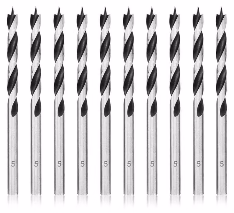 Trapano a tazza da 5 mm, confezione da 10 pezzi. Trapano a spirale con punta a punta per la lavorazione del legno