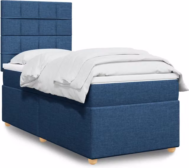 Letto a molle con materasso blu e bianco vidaXL L: 200 cm, L: 100 cm