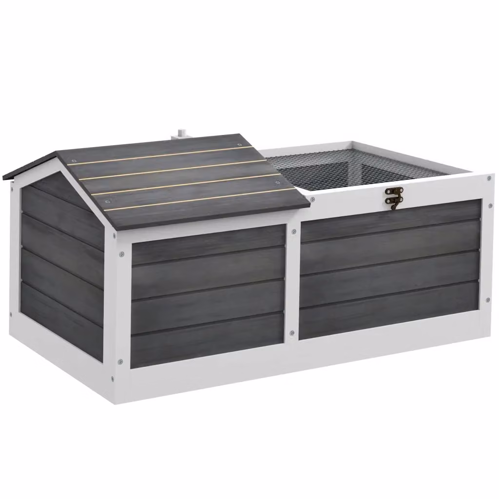 Casetta per piccoli animali e rettili XYLO in legno di abete oliato grigio L: 86 cm, P: 54 cm, H: 43 cm – 2