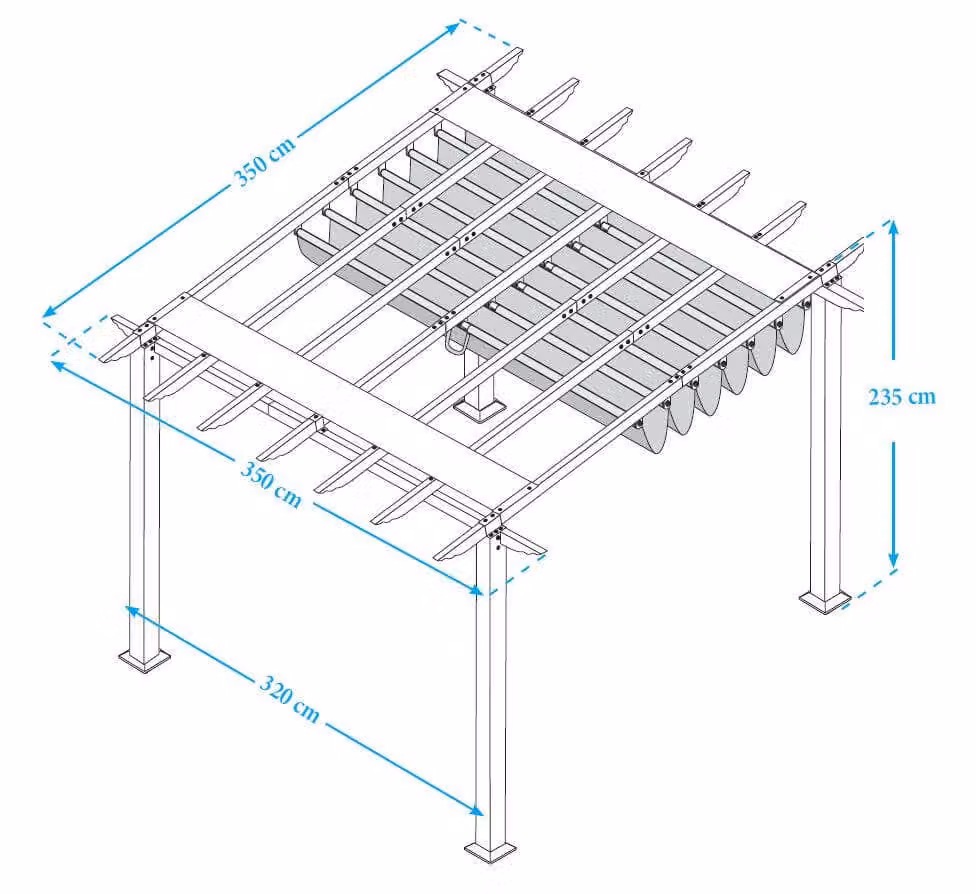 Paragon Pergola per esterni Florida-Florenz in metallo Gazebo da giardino Capanno da giardino Senza pavimento Gazebo da giardino Tetto piano