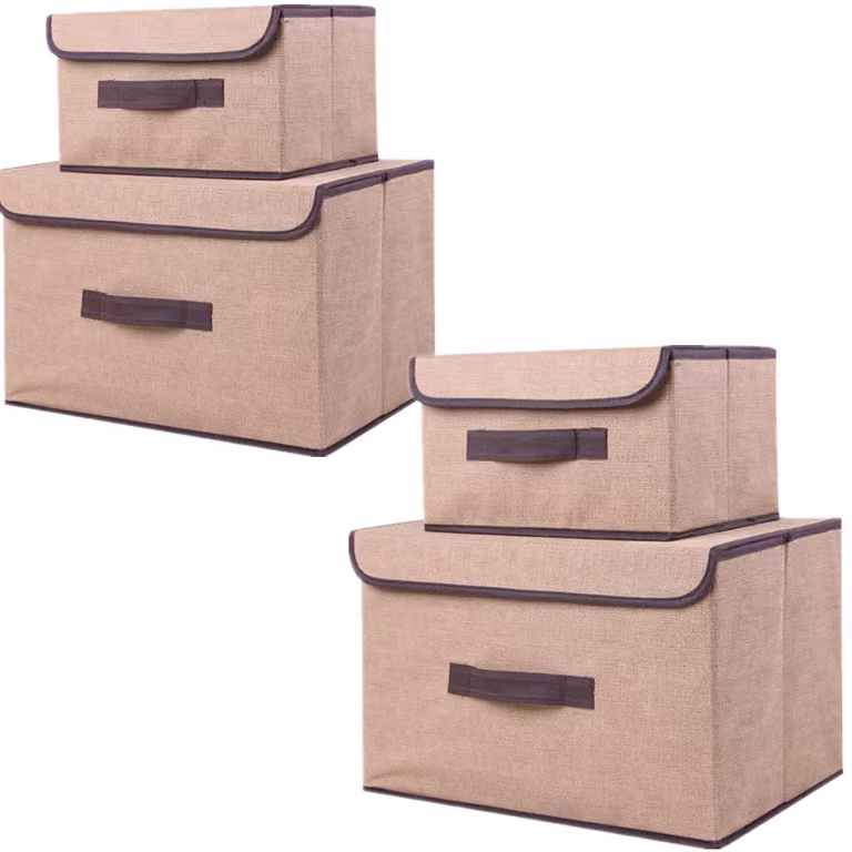 Set di 4 scatole pieghevoli con coperchio per riporre vestiti