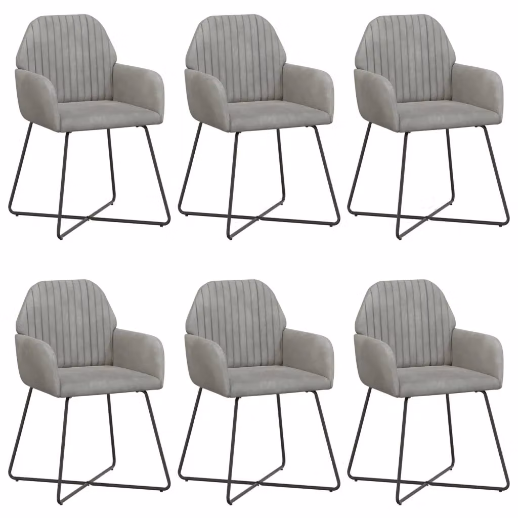 Set di 6 sedie da pranzo moderne vidaXL in velluto grigio con struttura in metallo e plastica, L: 55 cm, P: 50 cm, H: 84 cm – 2