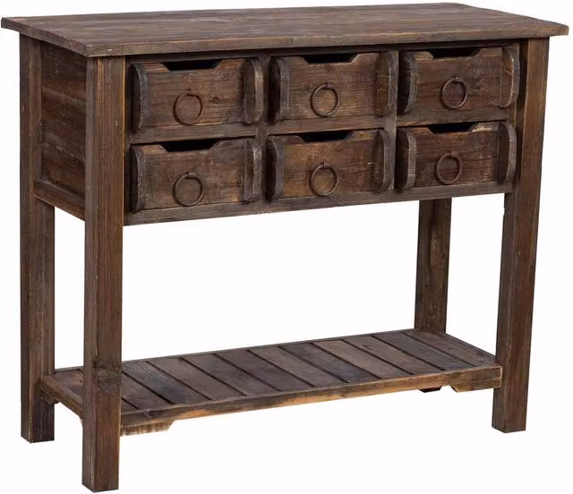 Tavolino da ingresso in legno con 6 cassetti 105x45,5x82h cm