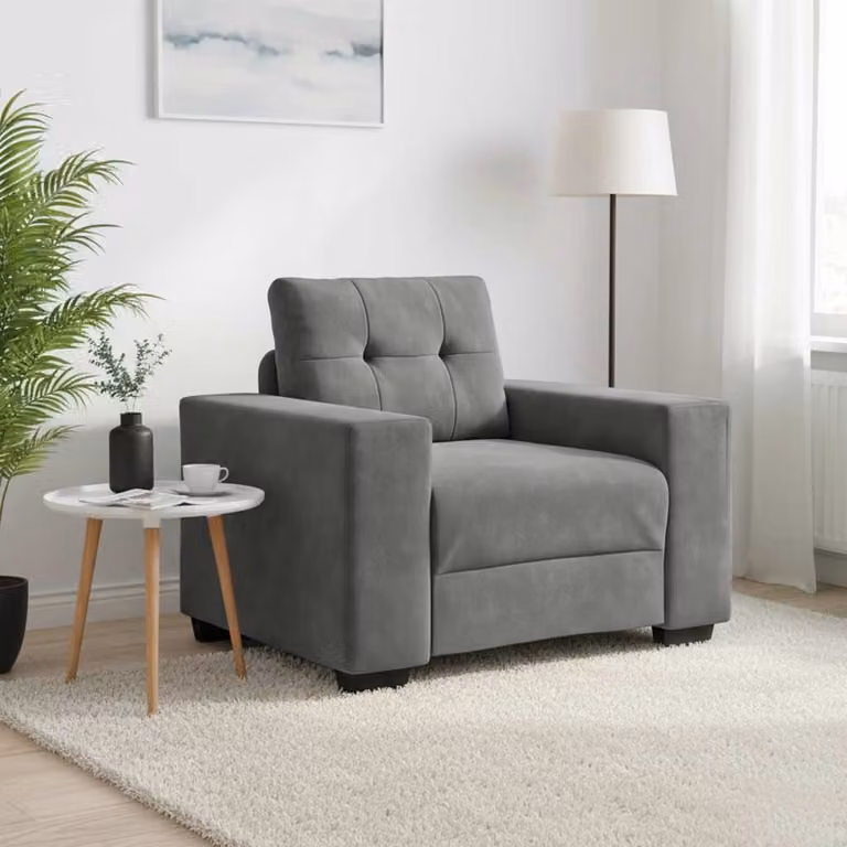 vidaXL Poltrona Lounge in Velluto Grigio con Braccioli L/P/H: 100 x 78 x 80 cm