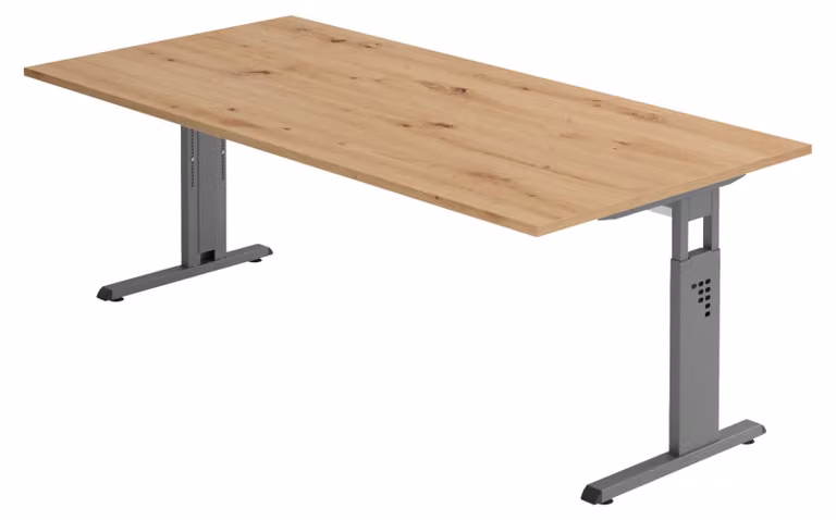 bümö Scrivania Serie-O - Decorazione: rovere nodoso, struttura: grafite, dimensioni: 200 x 100 cm