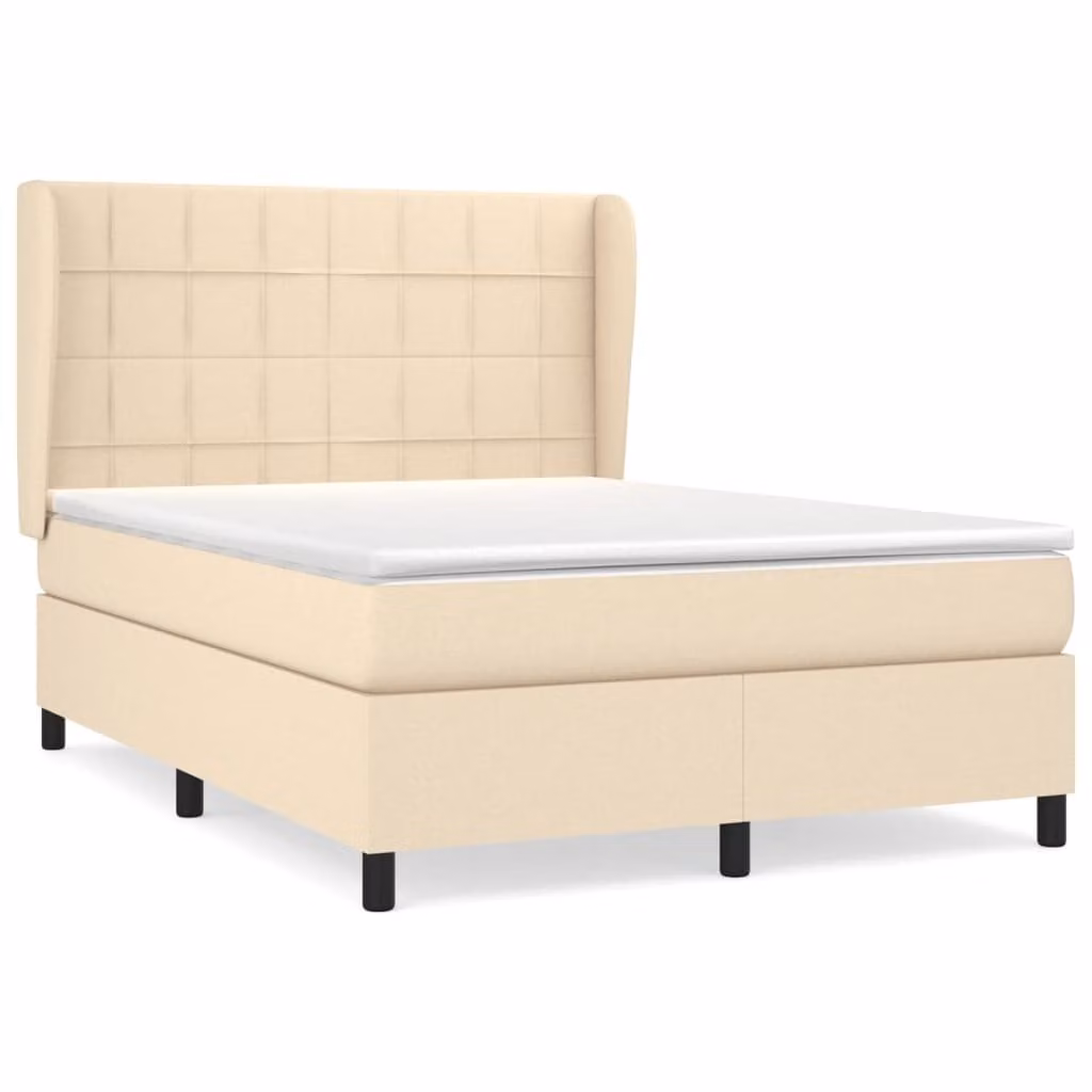 Giroletto a Molle con Materasso Crema 140x200 cm in Tessuto