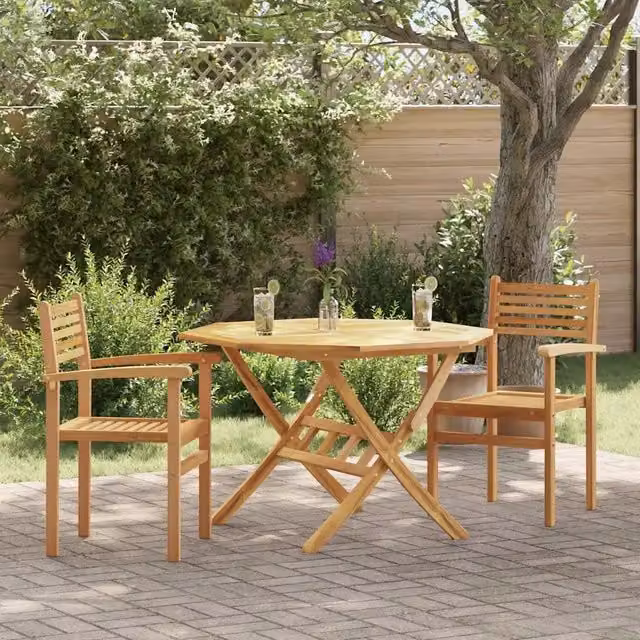 Set di 2 sedie da giardino vidaXL in legno di teak massiccio marrone con braccioli