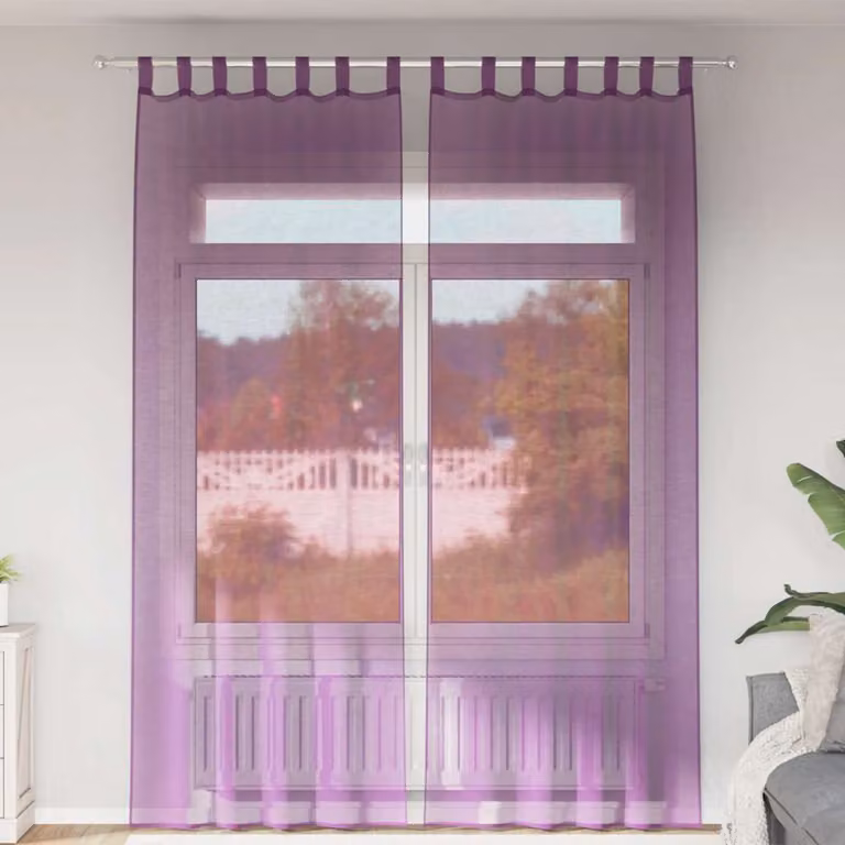 Set di 2 tende semitrasparenti in voile vidaXL viola L: 140 cm, H: 260 cm