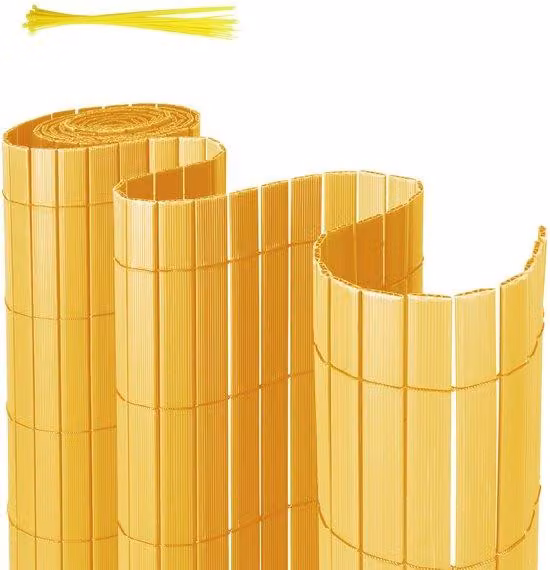Recinzione da giardino in PVC da 2,40 m - Recinzione da giardino e da balcone a forma di W - Resistente al vento e alle intemperie, resistente ai raggi UV - Per giardino e terrazza - Bambù