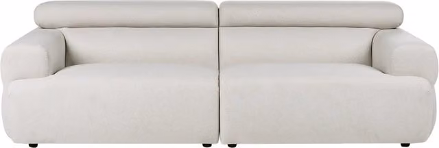 Divano a 3 posti BELIANI in tessuto bianco con poggiatesta regolabile per il tuo salotto moderno L: 210 cm, P: 95 cm, H: 69 cm