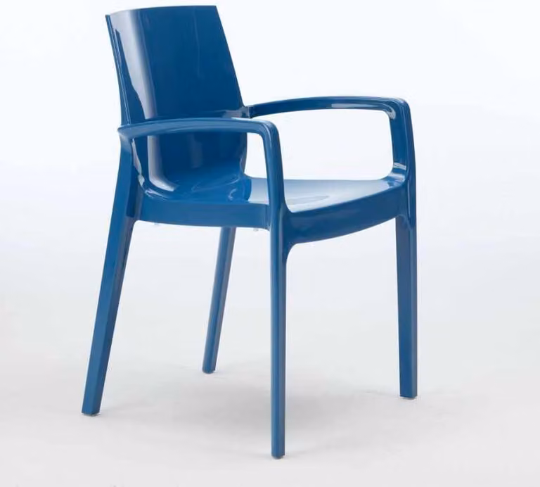 Cream Grand Soleil Sedie impilabili in polipropilene con braccioli Bar Cucina - Blu