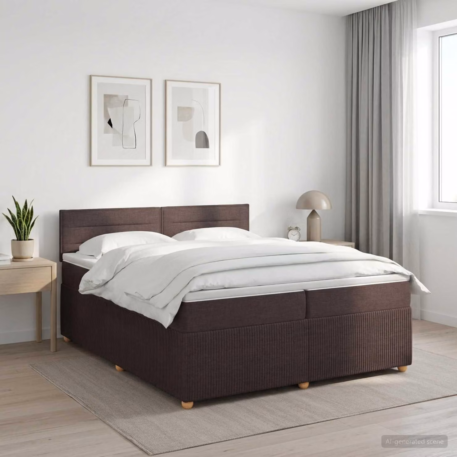 Maison Exclusive - Letto boxspring con materasso marrone scuro 200 x 200 cm Tessuto