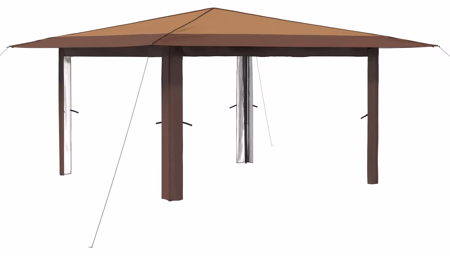 Gazebo senza pareti laterali, dimensioni 4 x 4 metri, colore beige e marrone