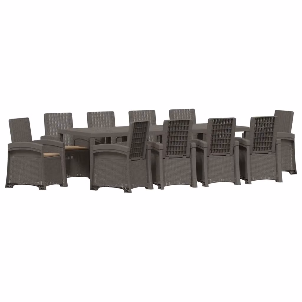 Set da pranzo da giardino moderno vidaXL in rattan con tavolo rettangolare e 11 pezzi nei colori grigio e beige – 2