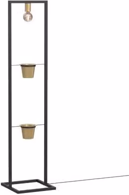 Lampada da terra Luminex nera con portavaso oro, moderna e dimmabile, con attacco E27
