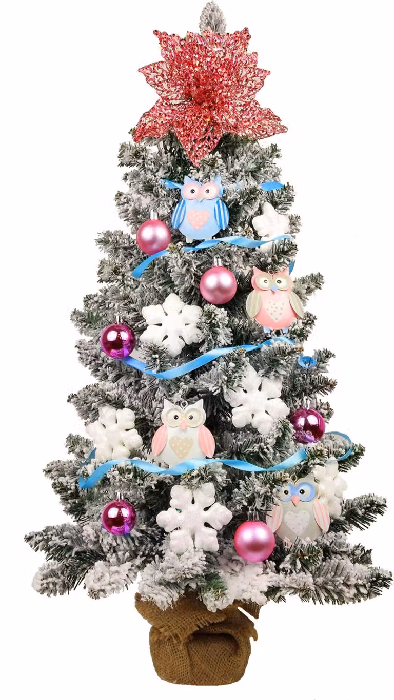 Albero di Natale artificiale decorato CIVETTA 60 cm con illuminazione a LED IN VASO